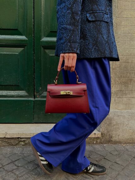 Mini oro genuine Italian leather crossbody bag cognac brown